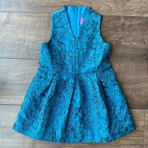 Lilly Pulitzer Mini Tanlee Girl Dress - Size: 4 - Teal Bay Blooming Brocade NWT